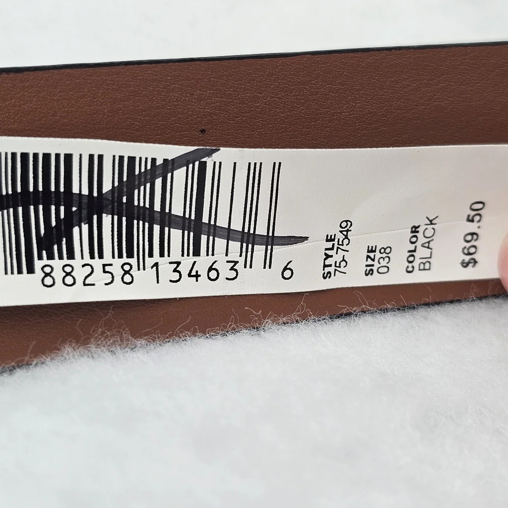 Johnston & Murphy NWT Lizard Grain Leather Belt Size 38‎ Black Silver Hardware